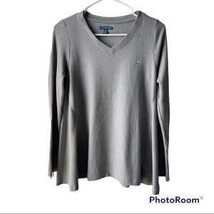 Women’s Southern Shirt Grey Waffle Knit Long Sleeve | Size S